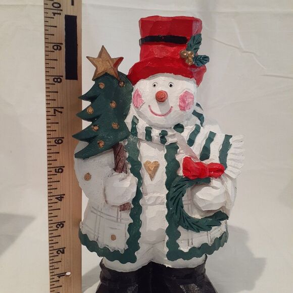 Holiday Collection 10 Inch Snowman Figurine Carved Look in Box‎ Winter - Picture 7 of 9